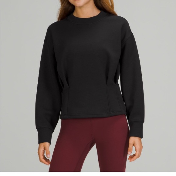 lululemon athletica Tops - Lululemon Gathered Waist Crew Pullover Black Modal Size 8 EUC Reg.$118 #W3EPBS